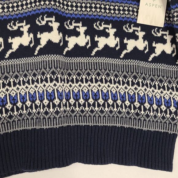ASPEN Fair Isle Sweater Men Small Reindeer Snowflake Christmas Holiday Skiing - Picture 7 of 13